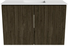 JOYA 60cm toiletmeubel kleur Shadow. Wastafel FAYE positie Midden 1 kraangat kleur Talc.