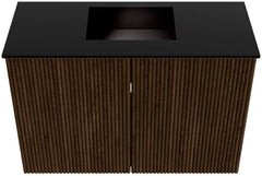 JOYA 60cm toiletmeubel kleur Walnut. Wastafel FAYE positie Midden 1 kraangat kleur Urban.