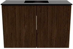 JOYA 60cm toiletmeubel kleur Walnut. Wastafel FAYE positie Midden 1 kraangat kleur Urban.