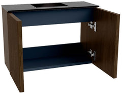 JOYA 60cm toiletmeubel kleur Walnut. Wastafel FAYE positie Midden 1 kraangat kleur Urban.