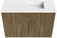 JOYA 60cm toiletmeubel kleur Dusk. Wastafel FAYE positie Rechts Zonder kraangat kleur Talc.