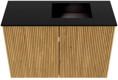 JOYA 60cm toiletmeubel kleur Oak. Wastafel FAYE positie Rechts Zonder kraangat kleur Urban.