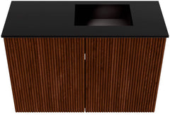 JOYA 60cm toiletmeubel kleur Ruby. Wastafel FAYE positie Rechts Zonder kraangat kleur Urban.