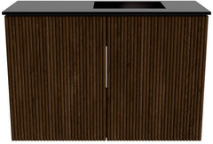 JOYA 60cm toiletmeubel kleur Walnut. Wastafel FAYE positie Rechts Zonder kraangat kleur Urban.