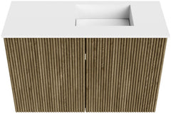 JOYA 60cm toiletmeubel kleur Dusk. Wastafel FAYE positie Rechts 1 kraangat kleur Talc.