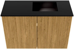 JOYA 60cm toiletmeubel kleur Oak. Wastafel FAYE positie Rechts 1 kraangat kleur Urban.