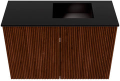 JOYA 60cm toiletmeubel kleur Ruby. Wastafel FAYE positie Rechts 1 kraangat kleur Urban.