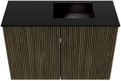 JOYA 60cm toiletmeubel kleur Shadow. Wastafel FAYE positie Rechts 1 kraangat kleur Urban.