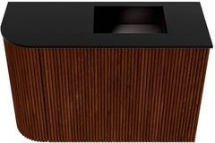 JOYA 61,6cm toiletmeubel ronding links kleur Ruby. Wastafel FAYE positie Rechts Zonder kraangat kleur Urban.