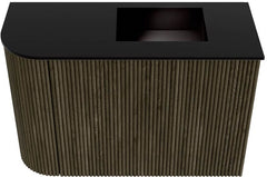 JOYA 61,6cm toiletmeubel ronding links kleur Shadow. Wastafel FAYE positie Rechts Zonder kraangat kleur Urban.