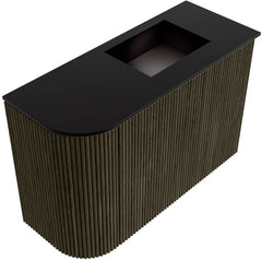 JOYA 61,6cm toiletmeubel ronding links kleur Shadow. Wastafel FAYE positie Rechts Zonder kraangat kleur Urban.