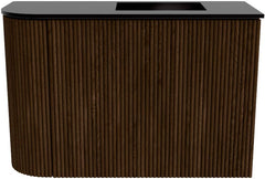 JOYA 61,6cm toiletmeubel ronding links kleur Walnut. Wastafel FAYE positie Rechts Zonder kraangat kleur Urban.