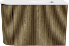 JOYA 61,6cm toiletmeubel ronding links kleur Dusk. Wastafel FAYE positie Rechts 1 kraangat kleur Talc.