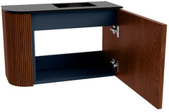 JOYA 61,6cm toiletmeubel ronding links kleur Ruby. Wastafel FAYE positie Rechts 1 kraangat kleur Urban.