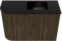 JOYA 61,6cm toiletmeubel ronding links kleur Shadow. Wastafel FAYE positie Rechts 1 kraangat kleur Urban.