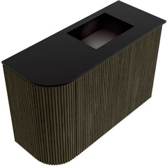 JOYA 61,6cm toiletmeubel ronding links kleur Shadow. Wastafel FAYE positie Rechts 1 kraangat kleur Urban.