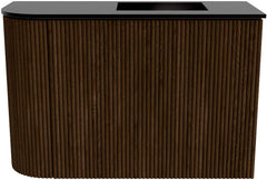 JOYA 61,6cm toiletmeubel ronding links kleur Walnut. Wastafel FAYE positie Rechts 1 kraangat kleur Urban.