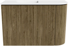 JOYA 61,6cm toiletmeubel ronding rechts kleur Dusk. Wastafel FAYE positie Links Zonder kraangat kleur Talc.