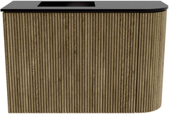 JOYA 61,6cm toiletmeubel ronding rechts kleur Dusk. Wastafel FAYE positie Links Zonder kraangat kleur Urban.