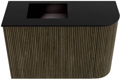 JOYA 61,6cm toiletmeubel ronding rechts kleur Shadow. Wastafel FAYE positie Links Zonder kraangat kleur Urban.