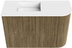 JOYA 61,6cm toiletmeubel ronding rechts kleur Dusk. Wastafel FAYE positie Links 1 kraangat kleur Talc.