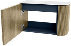 JOYA 61,6cm toiletmeubel ronding rechts kleur Dusk. Wastafel FAYE positie Links 1 kraangat kleur Talc.