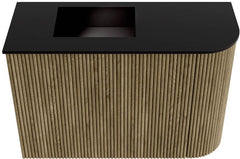 JOYA 61,6cm toiletmeubel ronding rechts kleur Dusk. Wastafel FAYE positie Links 1 kraangat kleur Urban.