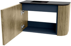 JOYA 61,6cm toiletmeubel ronding rechts kleur Dusk. Wastafel FAYE positie Links 1 kraangat kleur Urban.