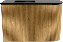 JOYA 61,6cm toiletmeubel ronding rechts kleur Oak. Wastafel FAYE positie Links 1 kraangat kleur Urban.