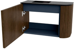 JOYA 61,6cm toiletmeubel ronding rechts kleur Walnut. Wastafel FAYE positie Links 1 kraangat kleur Urban.