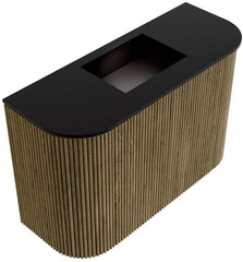 JOYA 63,2cm toiletmeubel ronding links + rechts kleur Dusk. Wastafel FAYE positie Midden Zonder kraangat kleur Urban.