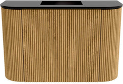 JOYA 63,2cm toiletmeubel ronding links + rechts kleur Oak. Wastafel FAYE positie Midden Zonder kraangat kleur Urban.