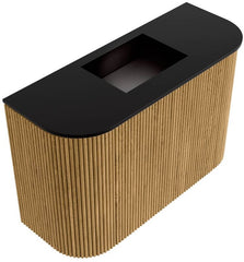 JOYA 63,2cm toiletmeubel ronding links + rechts kleur Oak. Wastafel FAYE positie Midden Zonder kraangat kleur Urban.