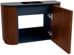 JOYA 63,2cm toiletmeubel ronding links + rechts kleur Ruby. Wastafel FAYE positie Midden Zonder kraangat kleur Urban.