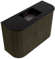 JOYA 63,2cm toiletmeubel ronding links + rechts kleur Shadow. Wastafel FAYE positie Midden Zonder kraangat kleur Urban.