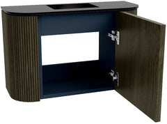 JOYA 63,2cm toiletmeubel ronding links + rechts kleur Shadow. Wastafel FAYE positie Midden Zonder kraangat kleur Urban.