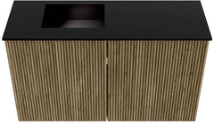 JOYA 70cm toiletmeubel kleur Dusk. Wastafel FAYE positie Links Zonder kraangat kleur Urban.