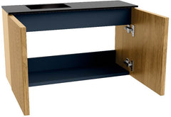 JOYA 70cm toiletmeubel kleur Oak. Wastafel FAYE positie Links Zonder kraangat kleur Urban.