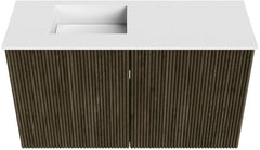 JOYA 70cm toiletmeubel kleur Shadow. Wastafel FAYE positie Links Zonder kraangat kleur Talc.