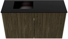 JOYA 70cm toiletmeubel kleur Shadow. Wastafel FAYE positie Links Zonder kraangat kleur Urban.