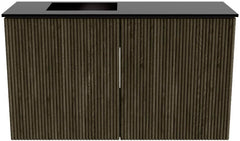 JOYA 70cm toiletmeubel kleur Shadow. Wastafel FAYE positie Links Zonder kraangat kleur Urban.