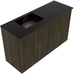 JOYA 70cm toiletmeubel kleur Shadow. Wastafel FAYE positie Links Zonder kraangat kleur Urban.