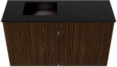 JOYA 70cm toiletmeubel kleur Walnut. Wastafel FAYE positie Links Zonder kraangat kleur Urban.