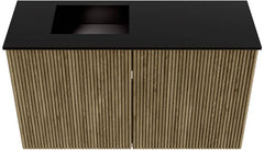 JOYA 70cm toiletmeubel kleur Dusk. Wastafel FAYE positie Links 1 kraangat kleur Urban.