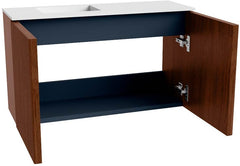 JOYA 70cm toiletmeubel kleur Ruby. Wastafel FAYE positie Links 1 kraangat kleur Talc.