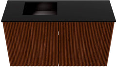 JOYA 70cm toiletmeubel kleur Ruby. Wastafel FAYE positie Links 1 kraangat kleur Urban.