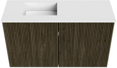 JOYA 70cm toiletmeubel kleur Shadow. Wastafel FAYE positie Links 1 kraangat kleur Talc.