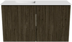 JOYA 70cm toiletmeubel kleur Shadow. Wastafel FAYE positie Links 1 kraangat kleur Talc.