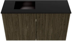 JOYA 70cm toiletmeubel kleur Shadow. Wastafel FAYE positie Links 1 kraangat kleur Urban.