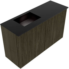 JOYA 70cm toiletmeubel kleur Shadow. Wastafel FAYE positie Links 1 kraangat kleur Urban.